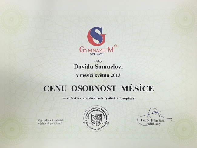 D. Samuel Osobnostà května 2013